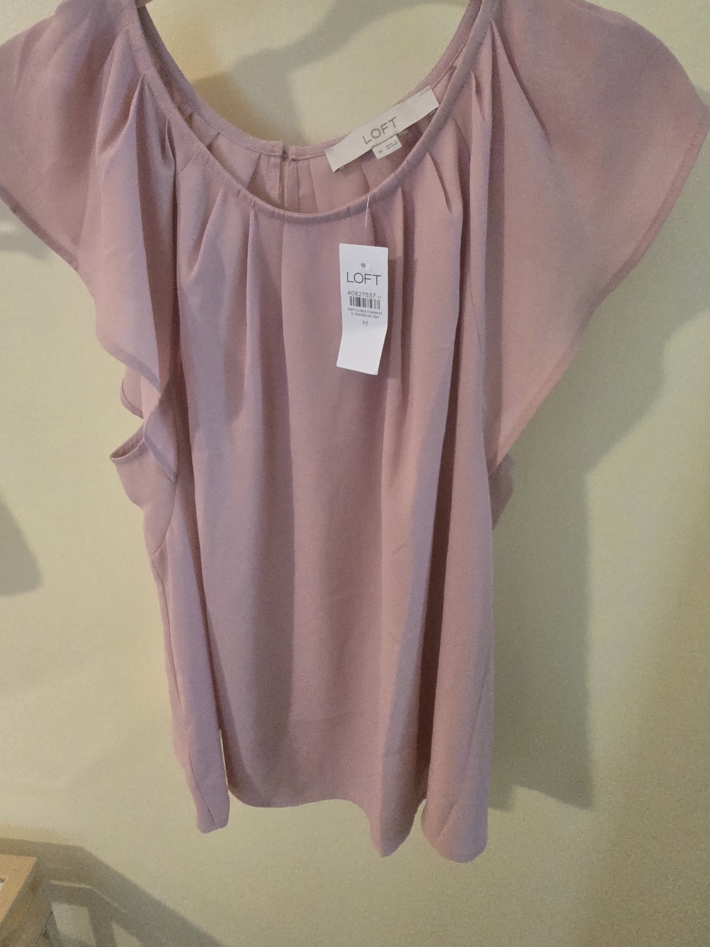 LOFT Women's Dusty Pink Flutter Sleeve Blouse
